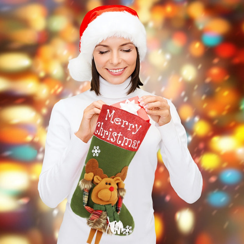 2024 Новый год Рождество Большие чулки Набор украшений Рождество 3D Плюшевые большие носки Рождественская елка Подвески Украшения