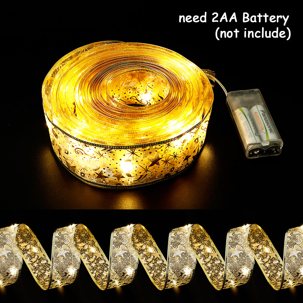 Гирлянда из фейерверков Рождественский бант из ленты